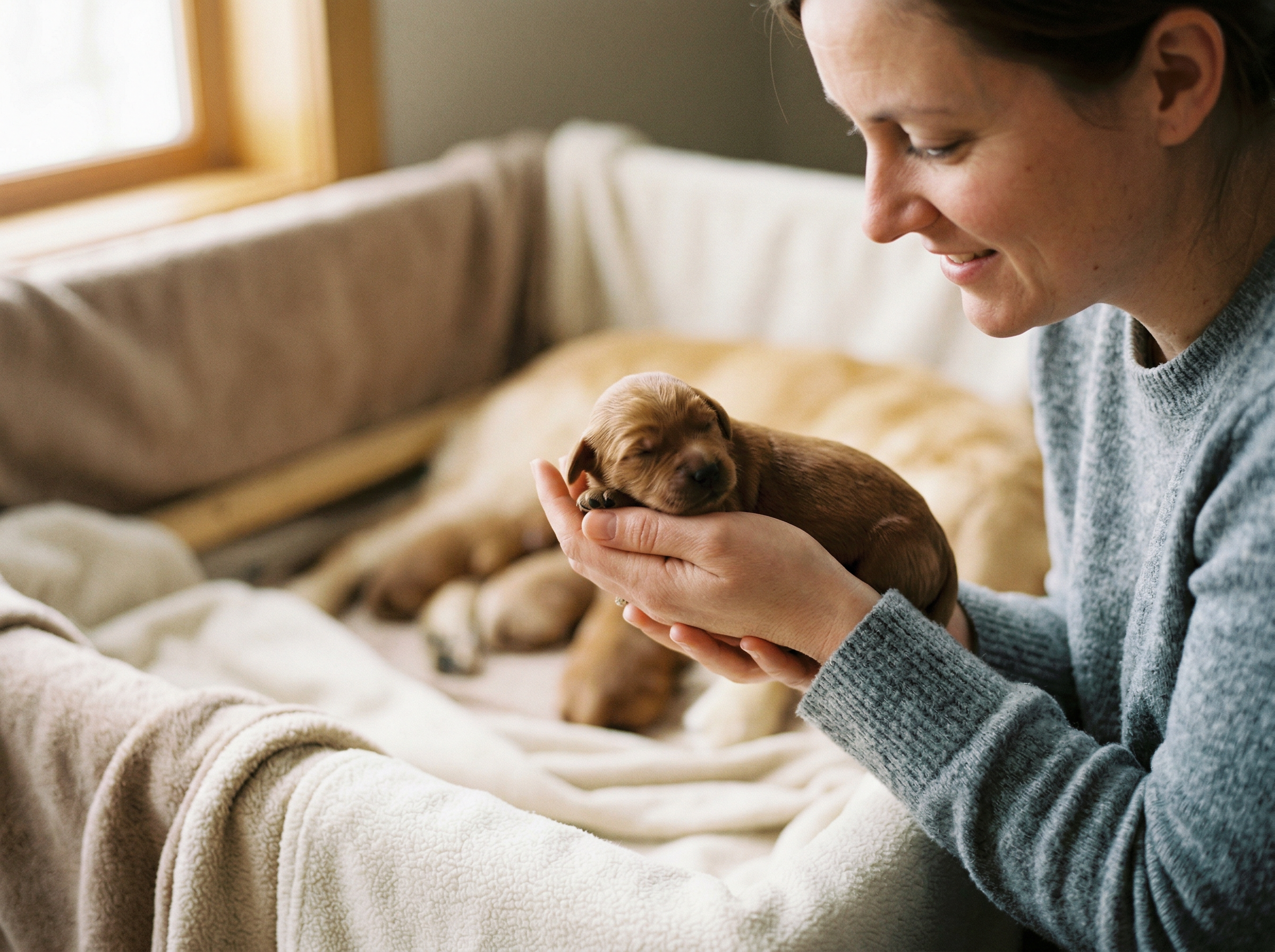 Veterinarian reviewing health testing documentation for breeding dogs